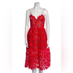 Self Portrait red lace dress